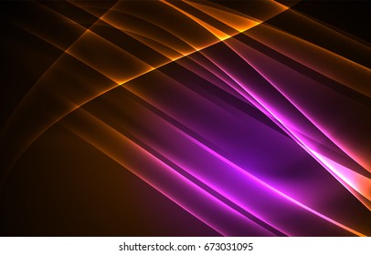 Vector polar lights concept, glowing shapes in the dark, abstract background