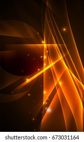 Vector polar lights concept, glowing shapes in the dark, abstract background