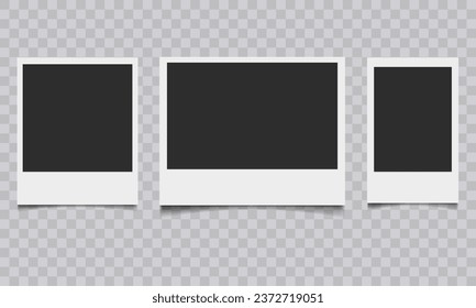 Vector Polaroid Frames: Realistic Photo Templates with Shadows. Vintage Card Set for Stock Use. Vector Illustratios on transparent background.