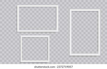 Vector Polaroid Frames: Realistic Photo Templates with Shadows. Vintage Card Set for Stock Use. Vector Illustratios on transparent background.