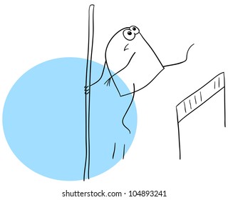 Vector Pole Vaulter Is Isolated On A White Background