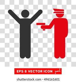 Vector Police Arrest EPS vector icon. Illustration style is flat iconic bicolor intensive red and gray symbol on a transparent background.