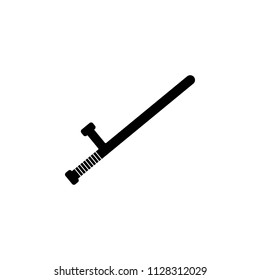 Vector police baton or nightstick in flat style. Police equipment icon. Black rubber batons isolated on white background. Rubber truncheons with additional side handle. EPS 10.