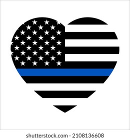 Vector Police Blue Line Heart