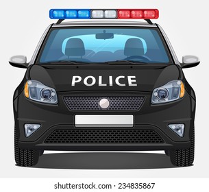 Vector Police Car #1 - Front View | Visible Interior Version