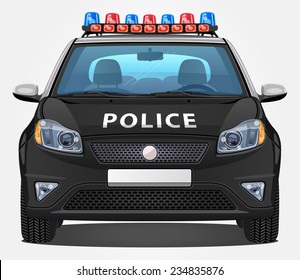 Vector Police Car #2 - Front View | Visible Interior Version