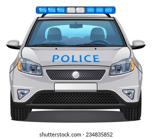 Vector Police Car #3 - Front View | Visible Interior Version