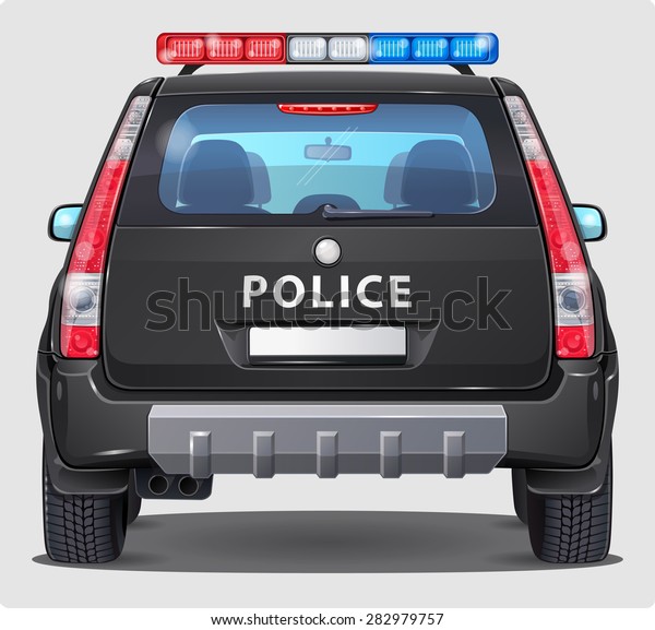 Vector Police Car Back View Visible Stock Vektorgrafik