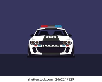Vector Police Car. Flat style vector illustration.