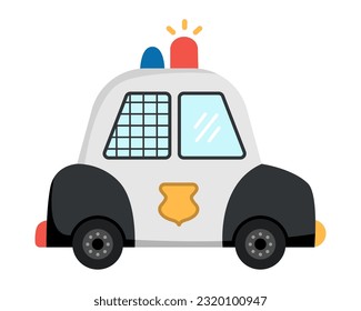 Vector police car. Funny transportation for kids. Cute vehicle clip art. Special transport icon isolated on white background
 svg