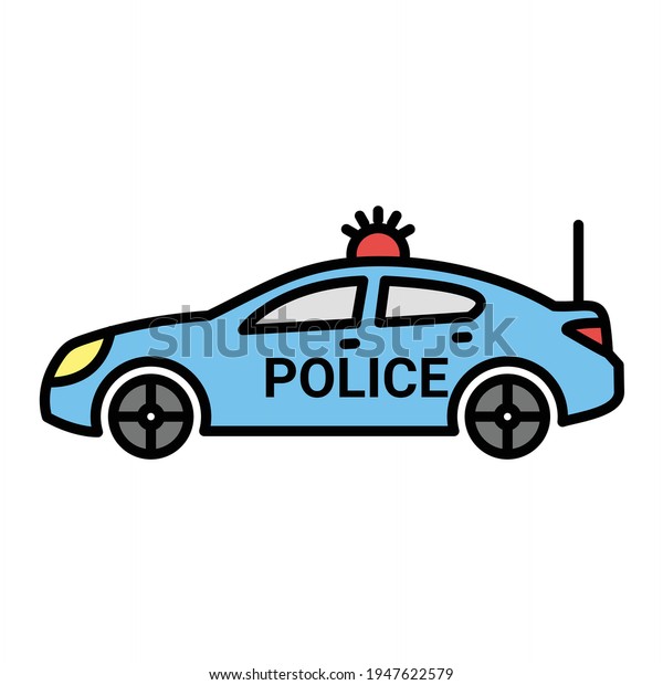 Vector Police Car\
Outline Icon Design\
\
