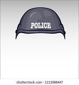 Vector Police helmet with on white to black gradient background 