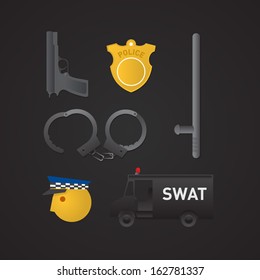 Vector Police Items Icon Set