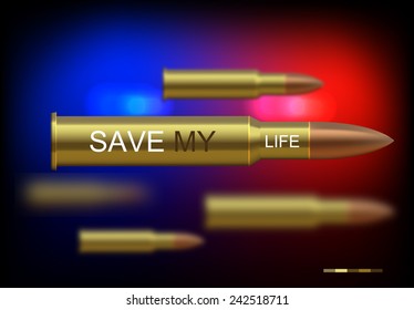 Vector police lights with a bullet 