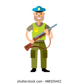 Vector Police. Policeman. Flat style colorful Cartoon illustration.