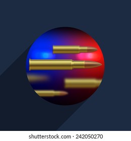 Vector police with a shot background. Circle icon