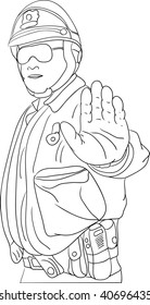 vector - police with stop hand