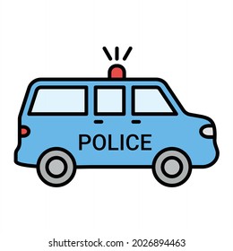 Diseño de iconos de contorno de la furgoneta de la policía de vectores
