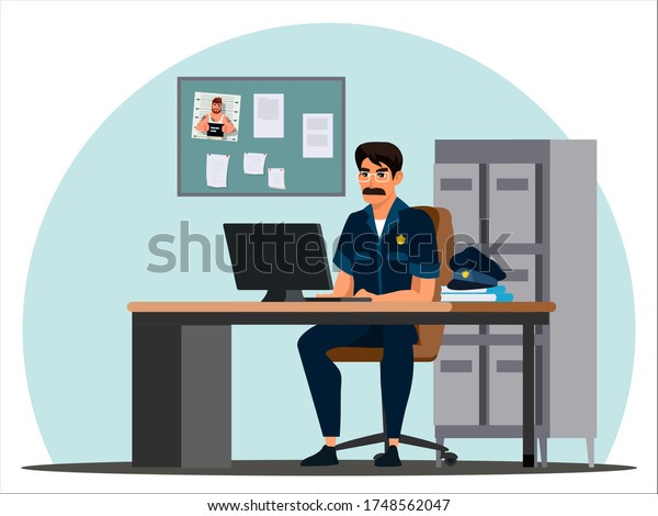 Vector Policeman Officer Detective Uniform Working Stock Vector ...