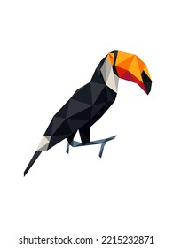 Vektor Poligonal Toucan. Modernes geometrisches Origami. Illustration und Zeichnung. Vektorgrafik. Tiersammlung.