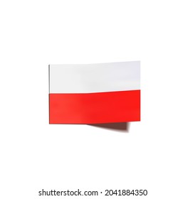 Vector Polish Flag, 3D Flag with Shadow Isolated on White Background, White and Red Stripes, Poland Country Colors.