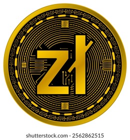 Vector of Polish Zloty Digital Currency in gold and black colors on a white background.