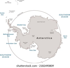 Mapa político vectorial de la Antártida