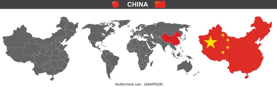 mapa político vectorial de China sobre fondo blanco
