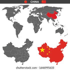 vector political map of China on white background