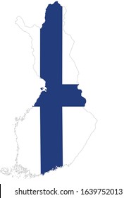 Vector political map of Finland with flag isolated on white background