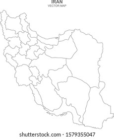 vector political map of Iran on white background