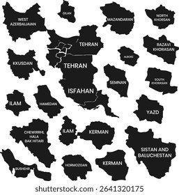 vector political map of Iran silhouette