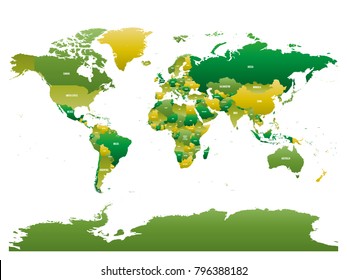 Vector political map of World in green