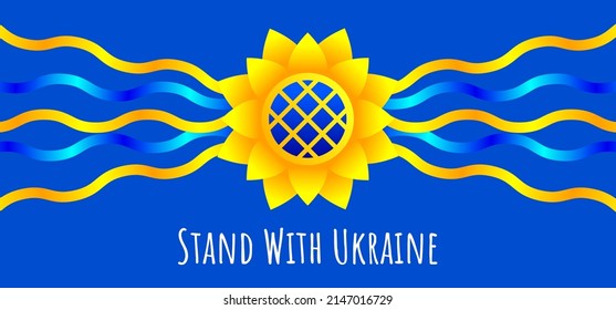 Vektorpolitisches soziales Anti-Kriegspopster über das Problem in der Ukraine. Stehen Sie mit der Ukraine! 