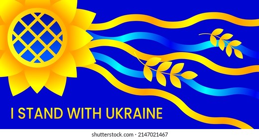 Vektorpolitisches soziales Anti-Kriegspopster über das Problem in der Ukraine. Ich stehe mit der Ukraine.