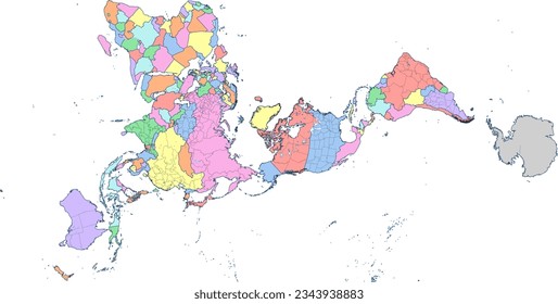Proyección de combustible del mapa del mundo político del vector, mapa del mundo del dismaxión