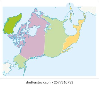 Vector political world map. North American continent with 
usa, canada, mexico, greenland,
peninsula California, Florida, Gulf of Mexico,
Cuba, Sargasso Sea,
Antilles. Central America terrain.