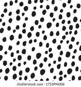 Vector Polka. Animal Spot. Black Animal Polka. Black Animal Dot. Dalmatian Row Pattern. Simple Polka. Cheetah Dots Dirt. Isolated Fur Cheetah Inkblot. Seamless Ink Monochrome. Irregular Polka Texture