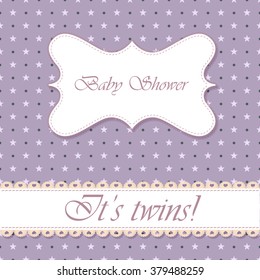 Vector polka dot baby shower twins vintage