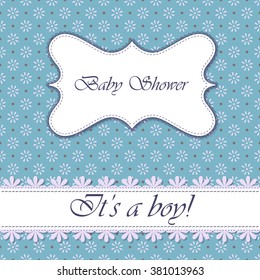 Vector polka dot flowers baby shower boy vintage
