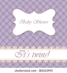 Vector polka dot flowers baby shower twins vintage