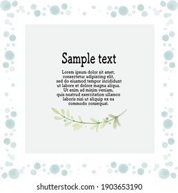 Vector polka dot frame drawn in watercolor 