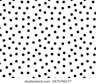 Vector polka dot pattern, Black random dots on white background. Polka dot seamless pattern background. Vintage texture.