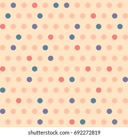 Vector polka dot seamless pattern in retro style. Simple abstract vintage design.