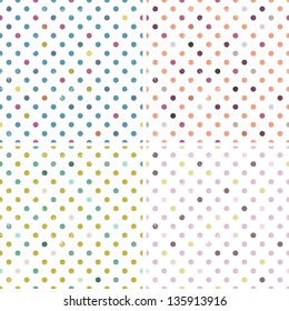 vector polka dot seamless patterns set