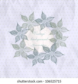 vector polka dot vintage background with floral frame for your text