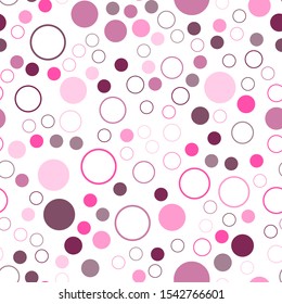 Vector polka dots pattern. Fabric print for cloth design. Cloth, textile background. Pink polka dots. Classic fabric design for any purposes. Seamless ornament pattern.