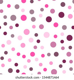 Vector polka dots pattern. Fabric print for cloth design. Cloth, textile background. Pink polka dots. Classic fabric design for any purposes. Seamless ornament pattern.