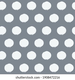 Vector polka dots seamless pattern, hand drawn grey watercolor stains. Ink doted background, isolated on white.