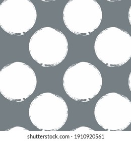Vector polka dots seamless pattern, hand drawn watercolor stains. Ink doted background, isolated on white.